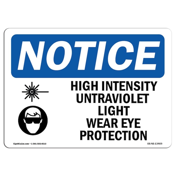 Sign, 3.5" H, High Intensity Ultraviolet Light Sign, Landscape, NS-D-35-L-13469-10PK